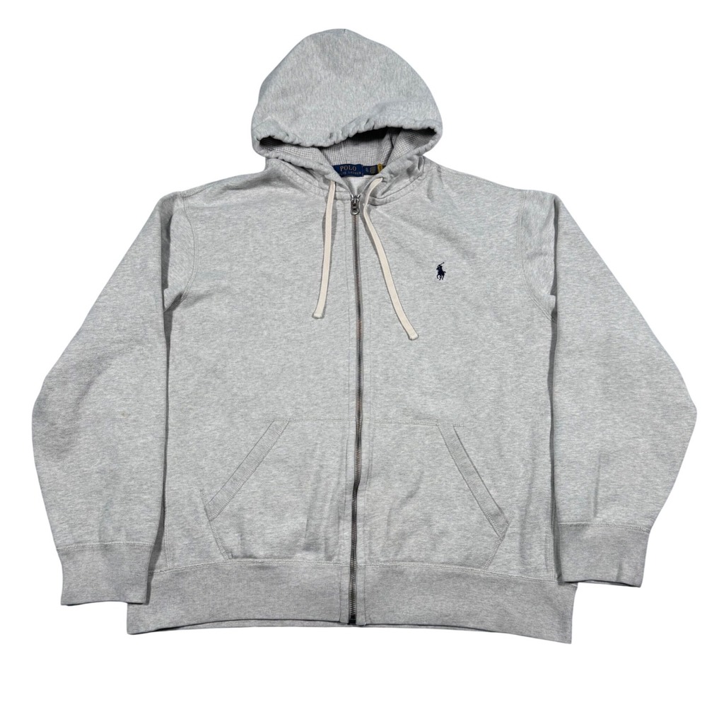 Polo Ralph Lauren Zip Hoodie Mens XL Gray Embroidered Pony Classic Preppy
